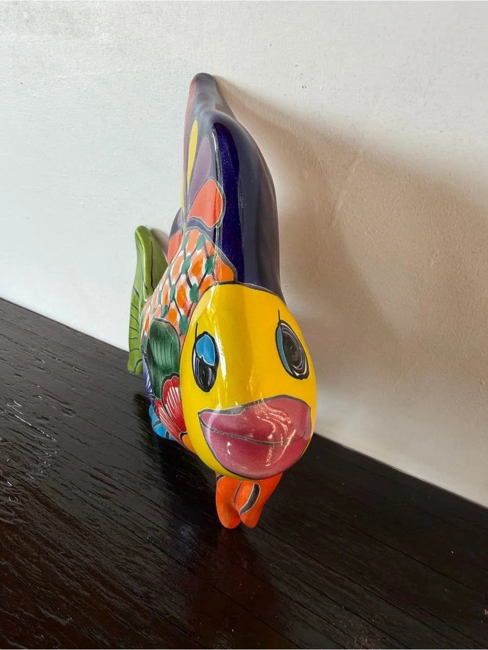 Hand-Painted Colorful Talavera  Fish Wall Décor - Yellow & Multicolor